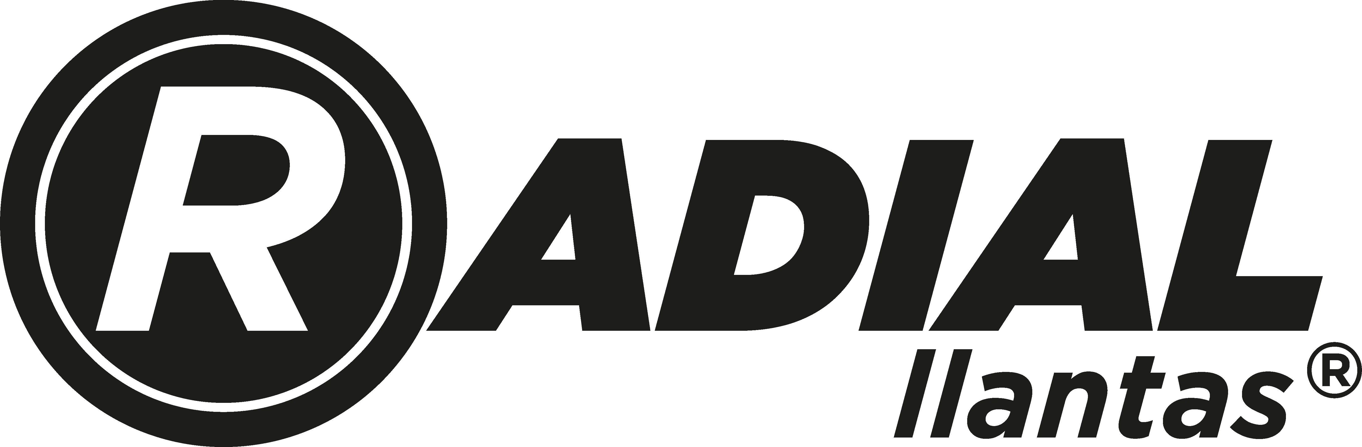 Logotipo de Radial llantas con letra R en círculo y texto en negrita
